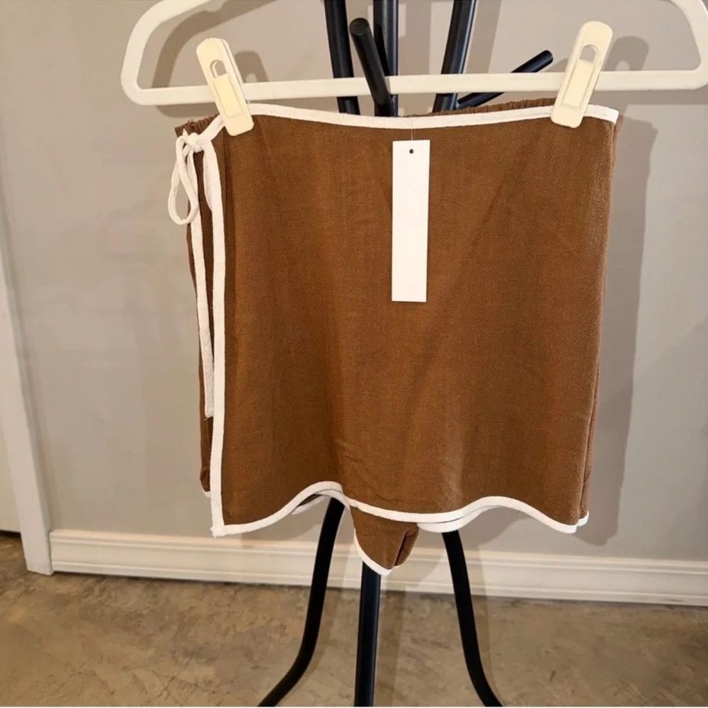 Workshop Republic Clothing 2 Two Piece Set Brown with Tan/White Trim - Picture 4 of 9